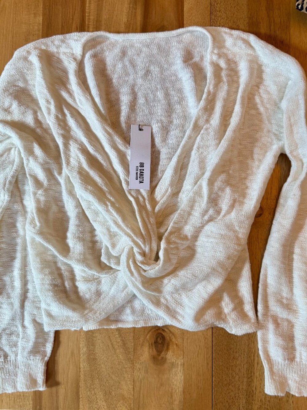 Cropped twist sweater, BB Dakota, S, Ivory NWT!